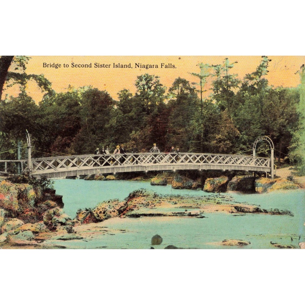 Bridge to Second Sister Island Niagara Falls Vintage Postcard Color Litho VG - Picture 1 of 2
